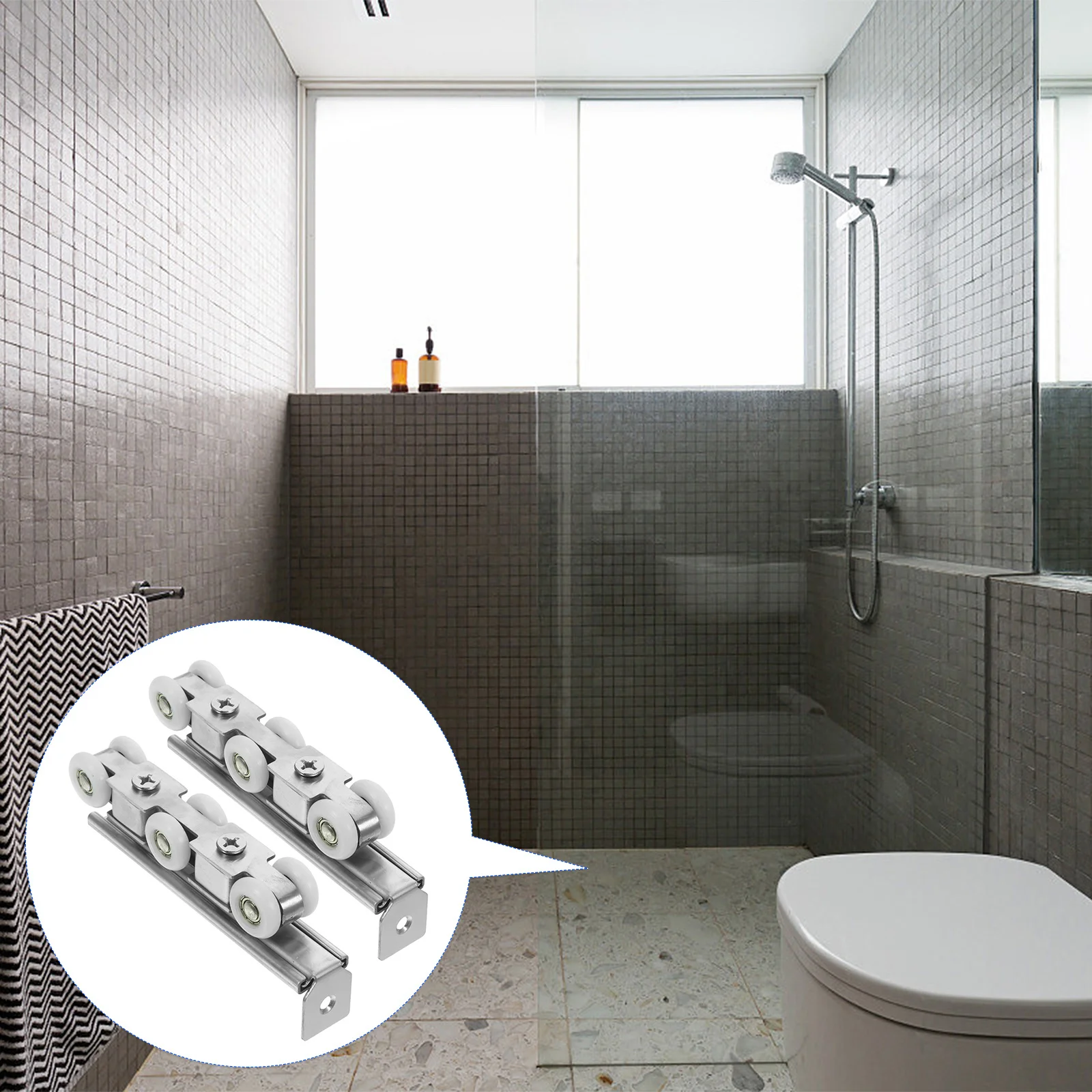 

1Pcs Sliding Barn Door Track System Silver Dark Blue Iron Heavy Duty Roller Hardware for Kitchen Pantry Bathroom Doors with