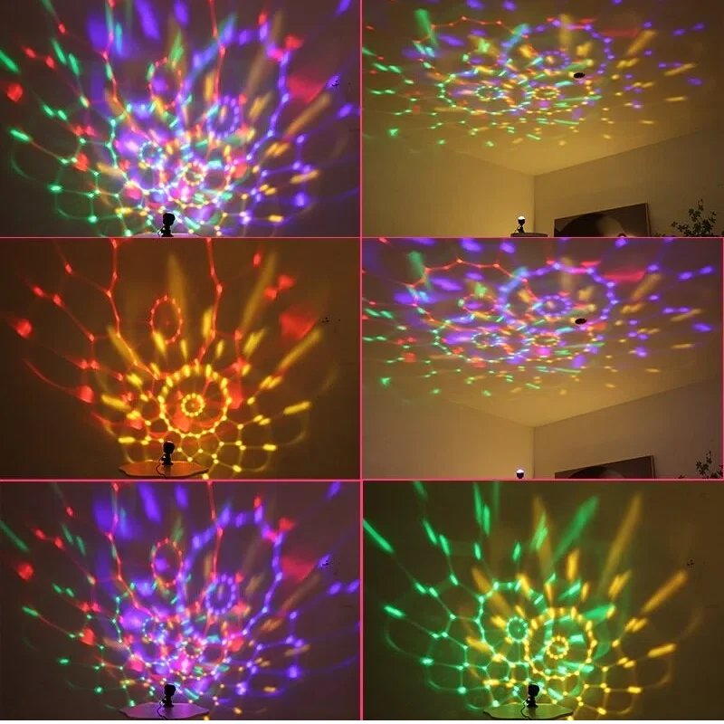 Crystal Rotating RGB Disco Ball Light USB Colorful Ambient Lamp for Party Room Decor Mood Night Light with Stunning Projection