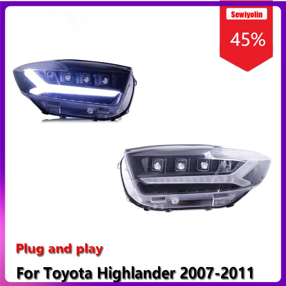 

Автомобильные светодиодные лампы Sewiyolin в сборе для Toyota Highlander 2007-2011, противотуманные фары DRL, стоп-сигналы поворота