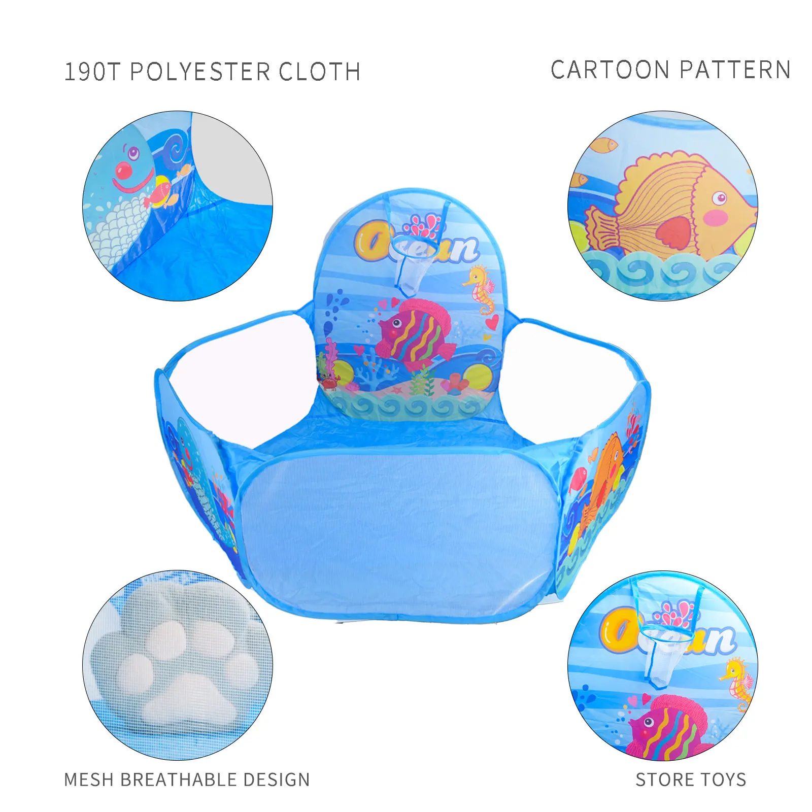 Ocean World Cartoon Pattern Ocean Ball Pool Indoor and Outdoor Foldable Portable Tent Toys (Excluding Balls)
