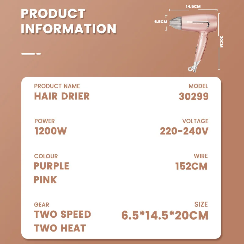 Foldable Mute Hair Dryer Adjustable Multi-Function Hairdresser Hair Dryer Does Not Hurt The Power Generation Hair Dryer 220V