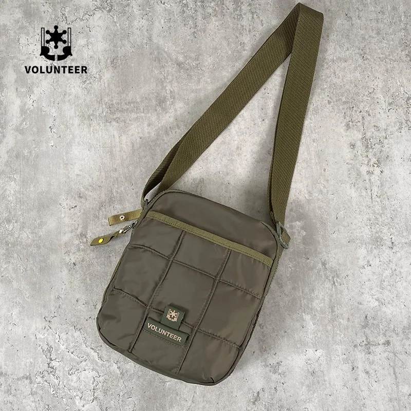 Volunteer Casual Crossbody Bag Lightweight Waterproof Oxford Fabric Vertical Simple Large Capacity Shoulder Bag Men's Bag