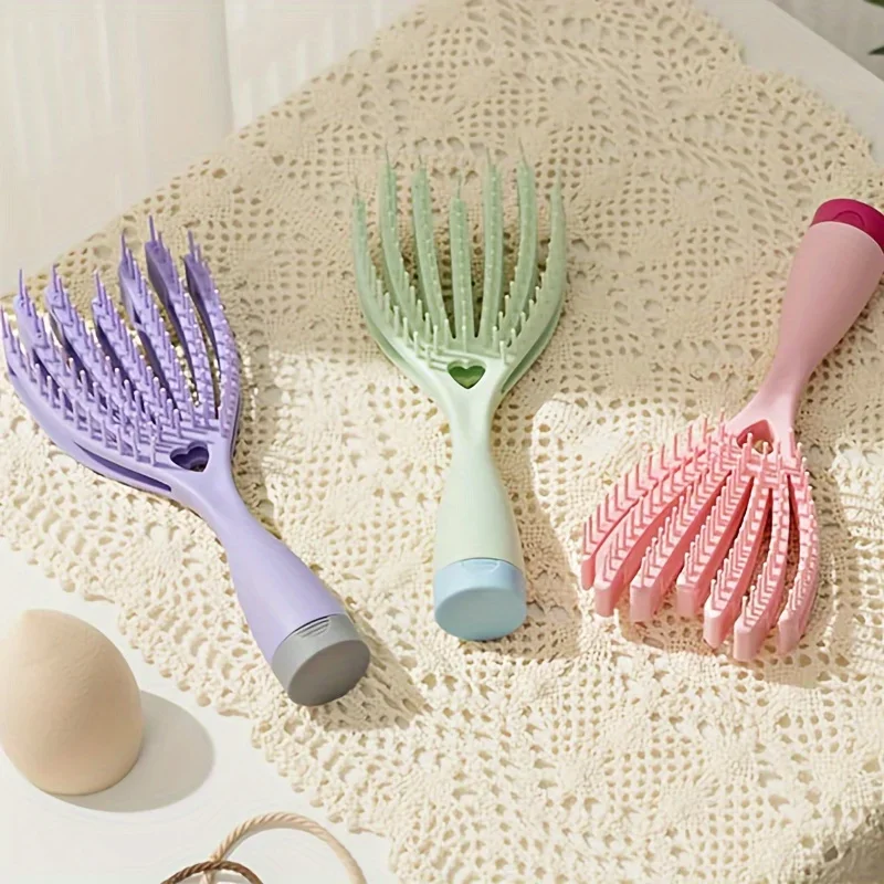 

Portable elastic Hollow Fluffy comb Women's wet and dry flexible non-knotting high cranial top massage comb