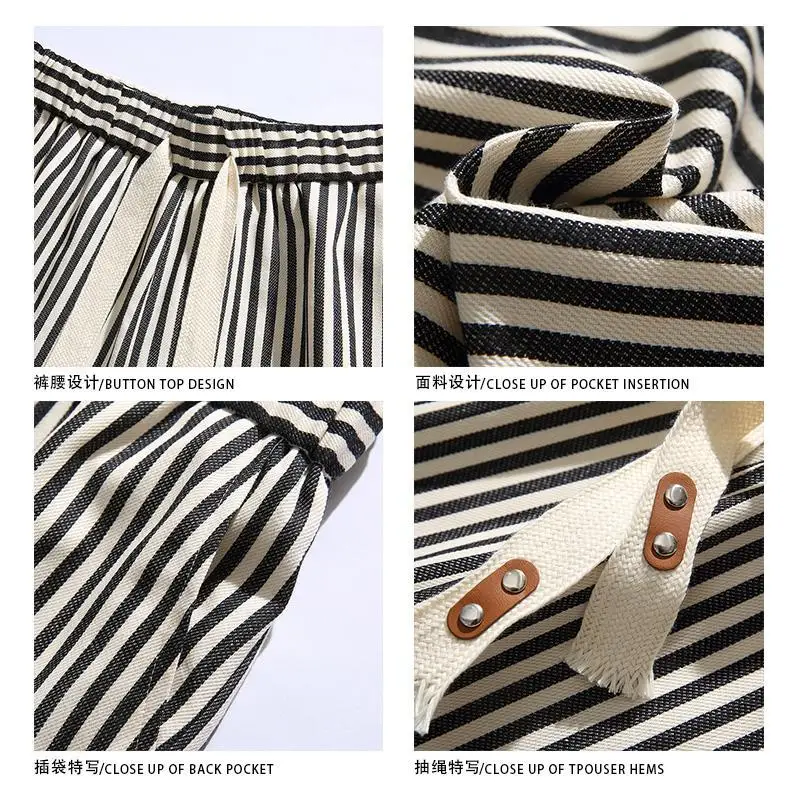 Japanese Retro Vertical Striped Shorts Men Summer New Casual Loose Versatile Five-point Pants