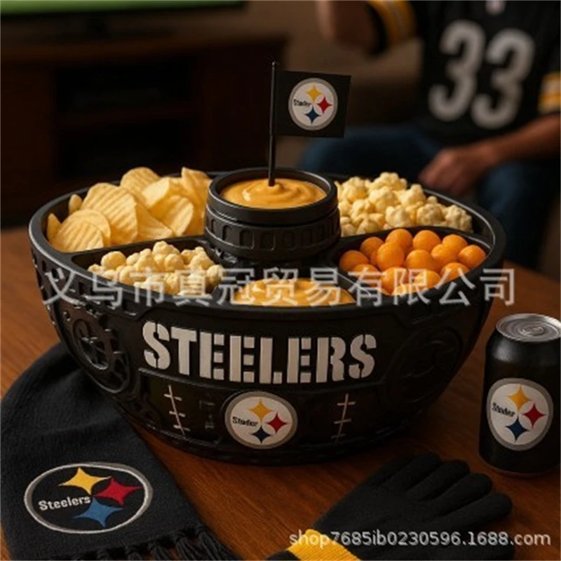 

Футбольная тематическая чаша для закусок с несколькими отделениями, игровой день, задняя дверь, вечерние столы, сервировочный поднос, идеально подходящий для любителей спорта, декор для бара, подарок