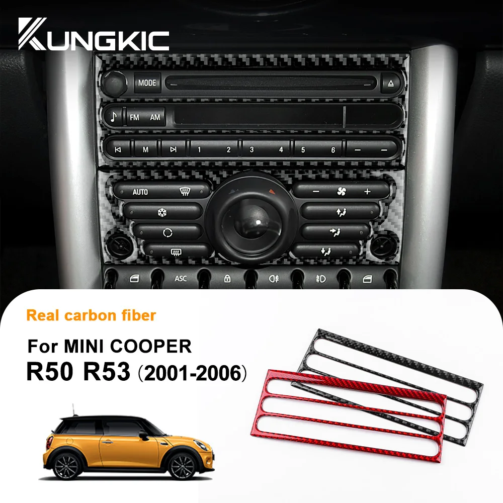 Real Soft Carbon Fiber Center Console AC CD Trim for MINI Cooper R50 R53 Hatch One 2001 2002 2003 2004 2005 2006 Accessorie