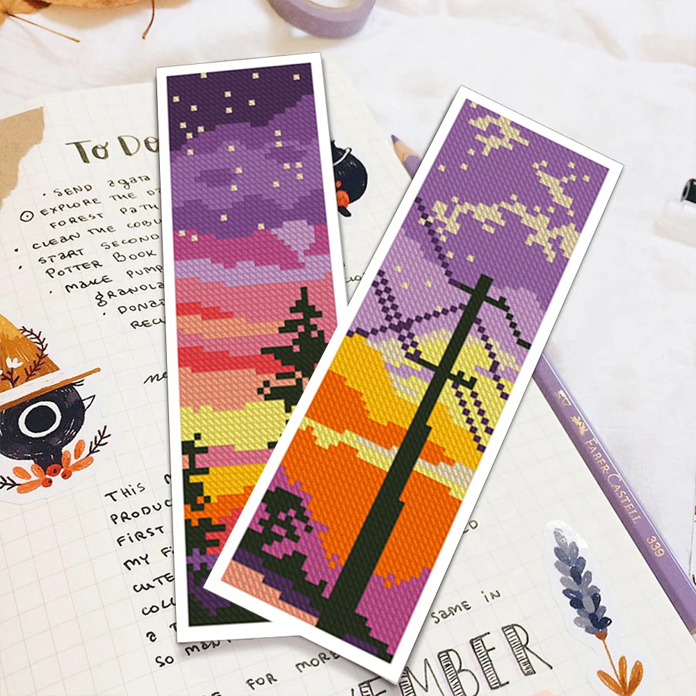 6 Pcs 11 CT DIY Stamped Bookma - Cross Stitch Stamped Kits Beginners ulasan dan harga