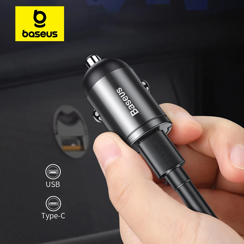 Baseus Car Charger Type-C Quick Charge 4.0 3.0 For Iphone Huawei Xiaomi Samsung PD 3.0 Fast Charging USB Phone Mini Charger