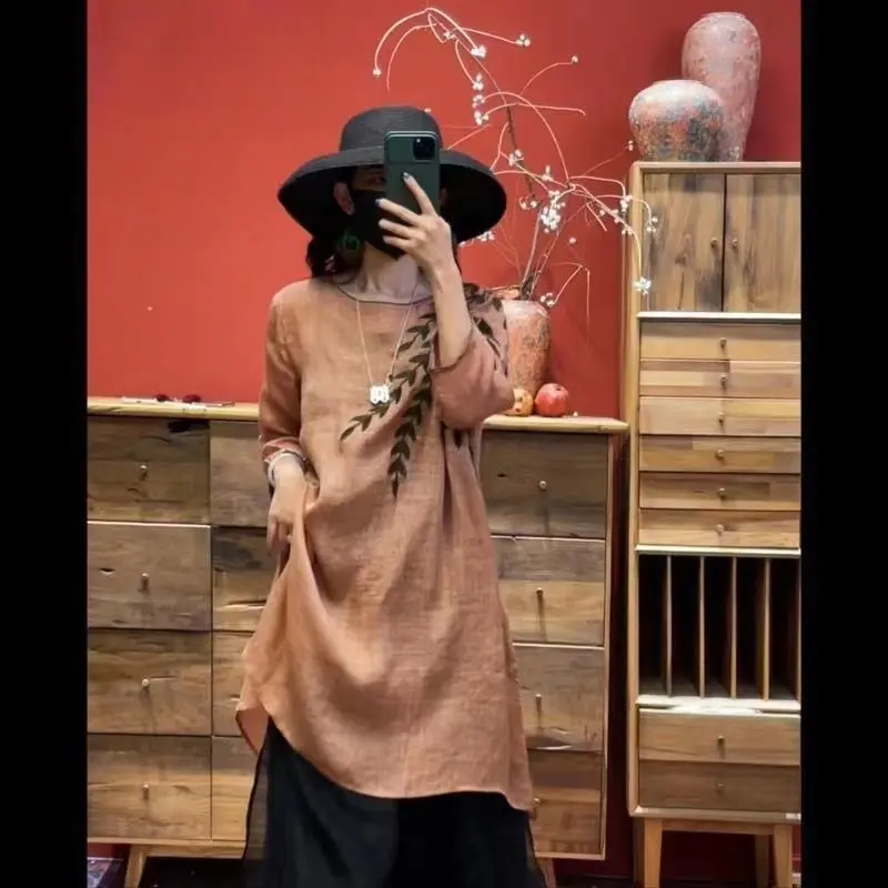 2024 nuova primavera edizione allentata camicetta da donna retrò stile culturale e etnico ricamo top cheongsam da donna