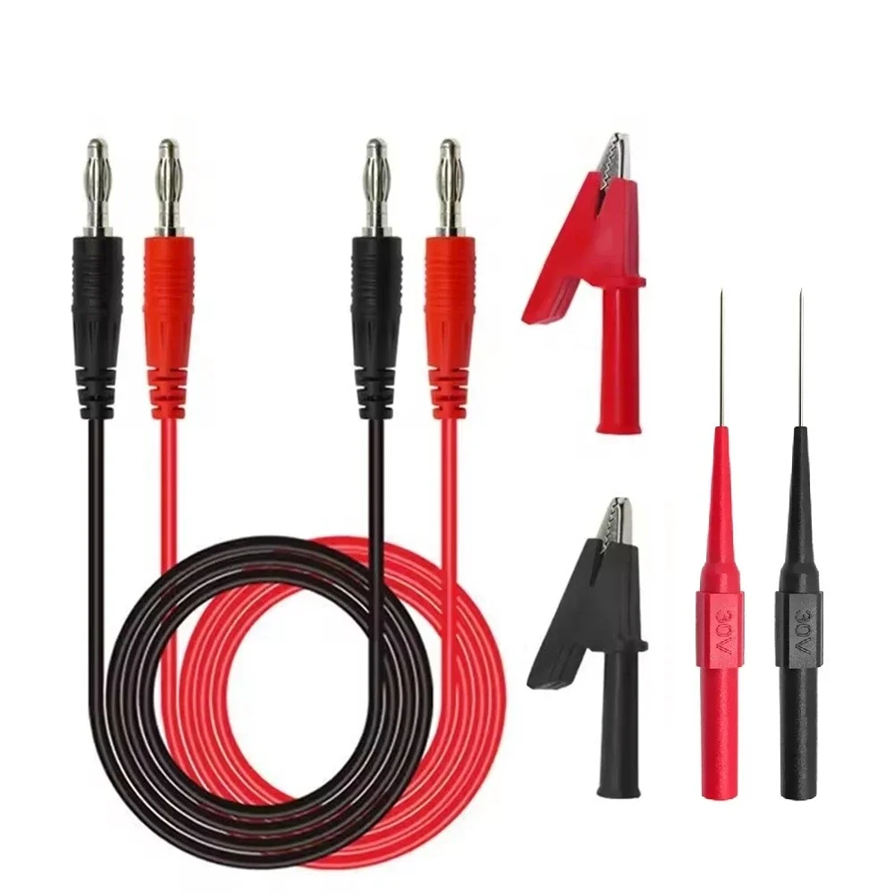 Multimeter-Prüfkabel-Set Digitale Elektrische Prüfspitzen mit Krokodilklemmen Testpinzetten Drahtdurchdringende Rückspitzen