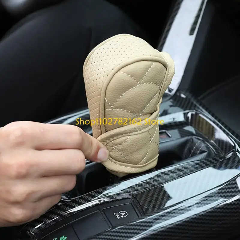 

547B Leather Gear Shifts Knob Protector Enhances Interior General Cover for Most Manual & Automatic Vehicles
