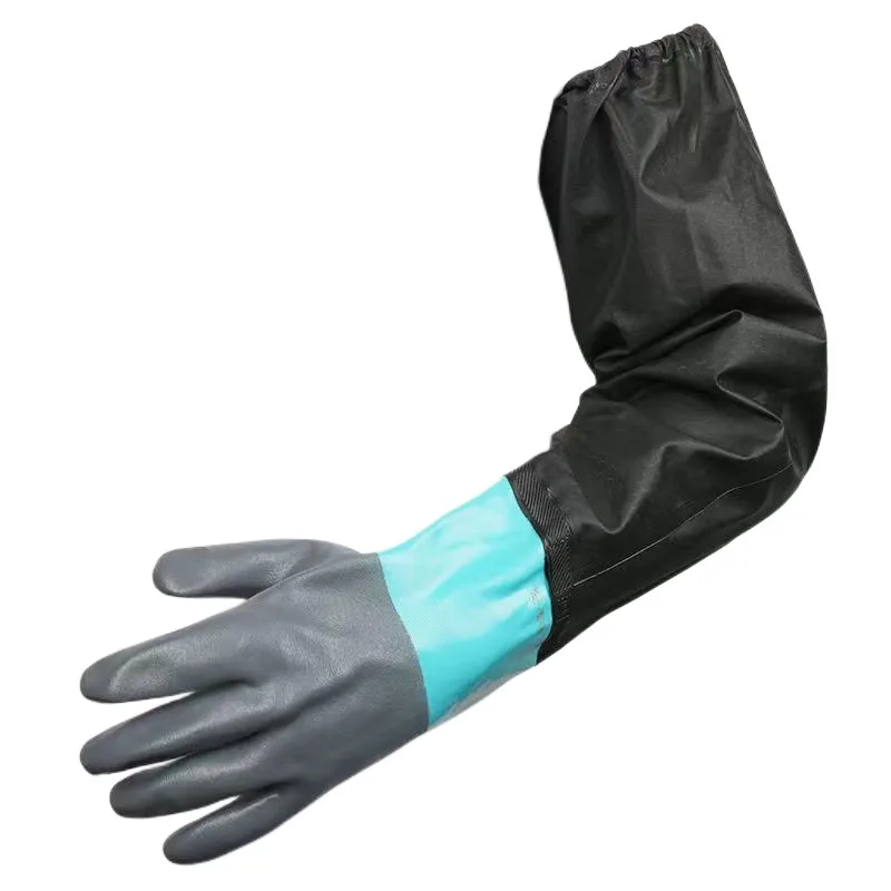 

Waterproof gloves and long sleeves thicken work wear non-slip rubber skin fishery catch and kill fish special protective gloves