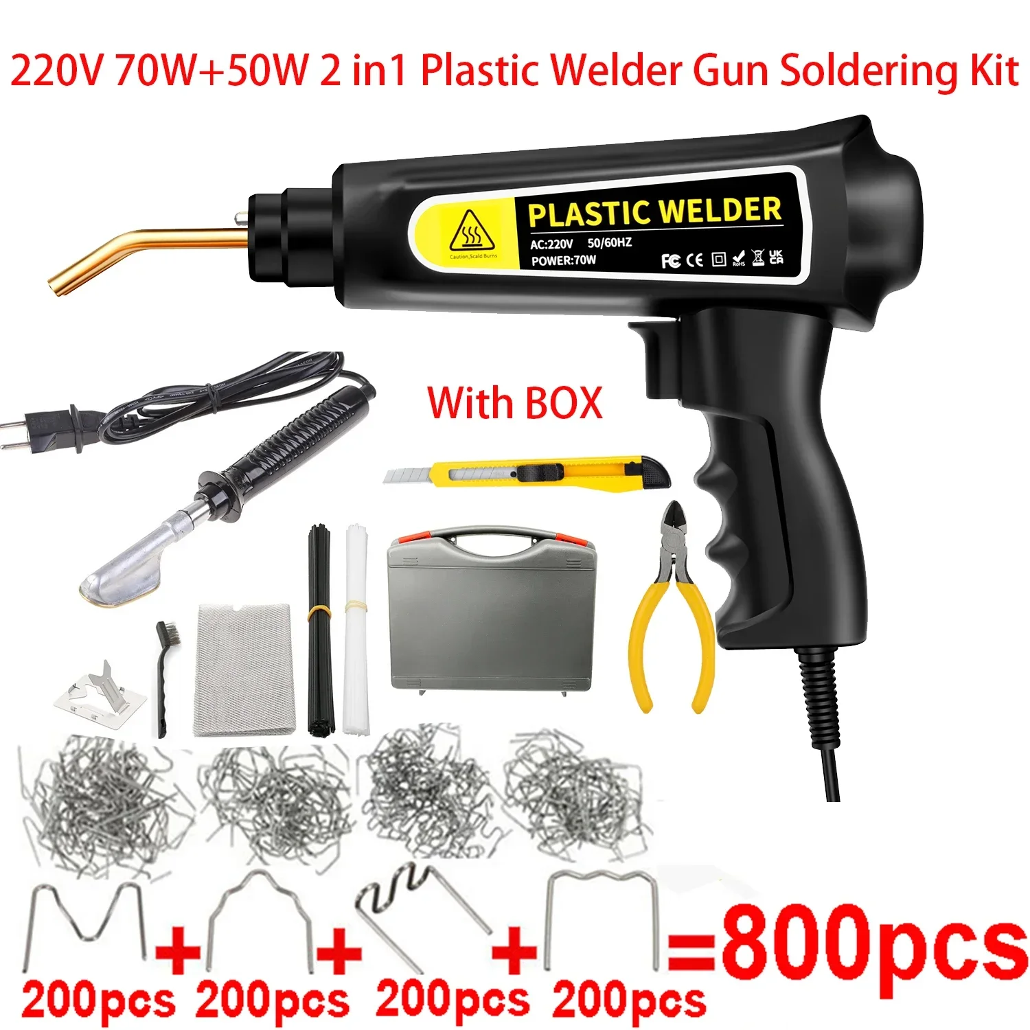 70W Plastic Welding Machine Car Bumper Repair Kit Plastic Welder Machine Hot Stapler Plastic Repair Hot Staple Gun Car Bumper