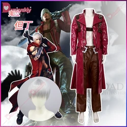 Devil Cos May Cry 3 Cosplay Costumes Dante Men's Game Uniforms Wig Red Long Poncho Jacket Set Halloween Carnival Costumes