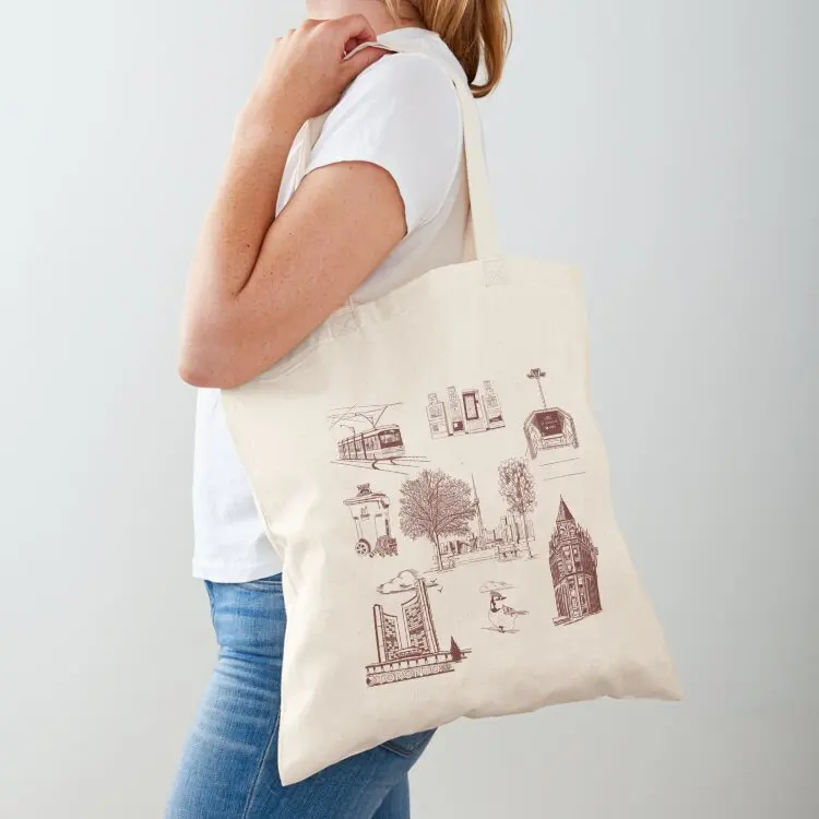 

Toronto Toille De Jouy - Red and White Tote Bag cute pouch bag great bag personalized tote Fabric