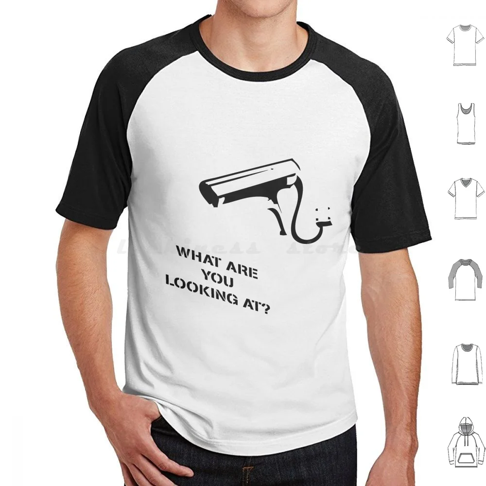Camiseta con estampado Cctv inspirado en Banksy, lo que estás mirando, talla grande, 100% algodón