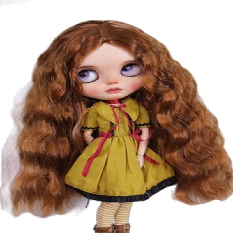 Blythes doll wig fits into the new 1/69-10in size fashion medium foam roll super soft silk wig for women black lily-valley white