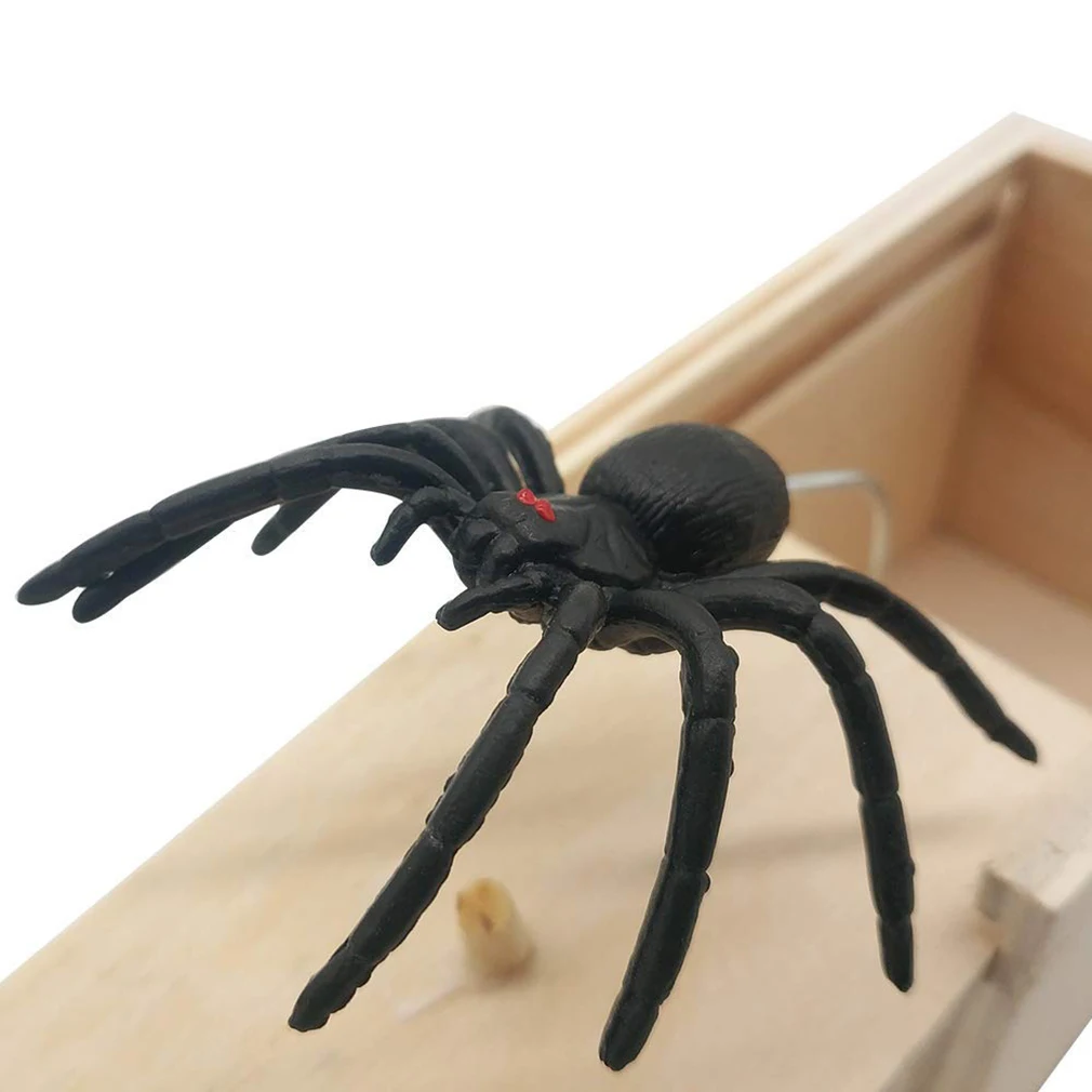 Wooden Prank Trick Practical Joke Home Office Scare Toy Box Gag Spider Kid Parents Friend Funny Play Joke Gift Surprising Boxes