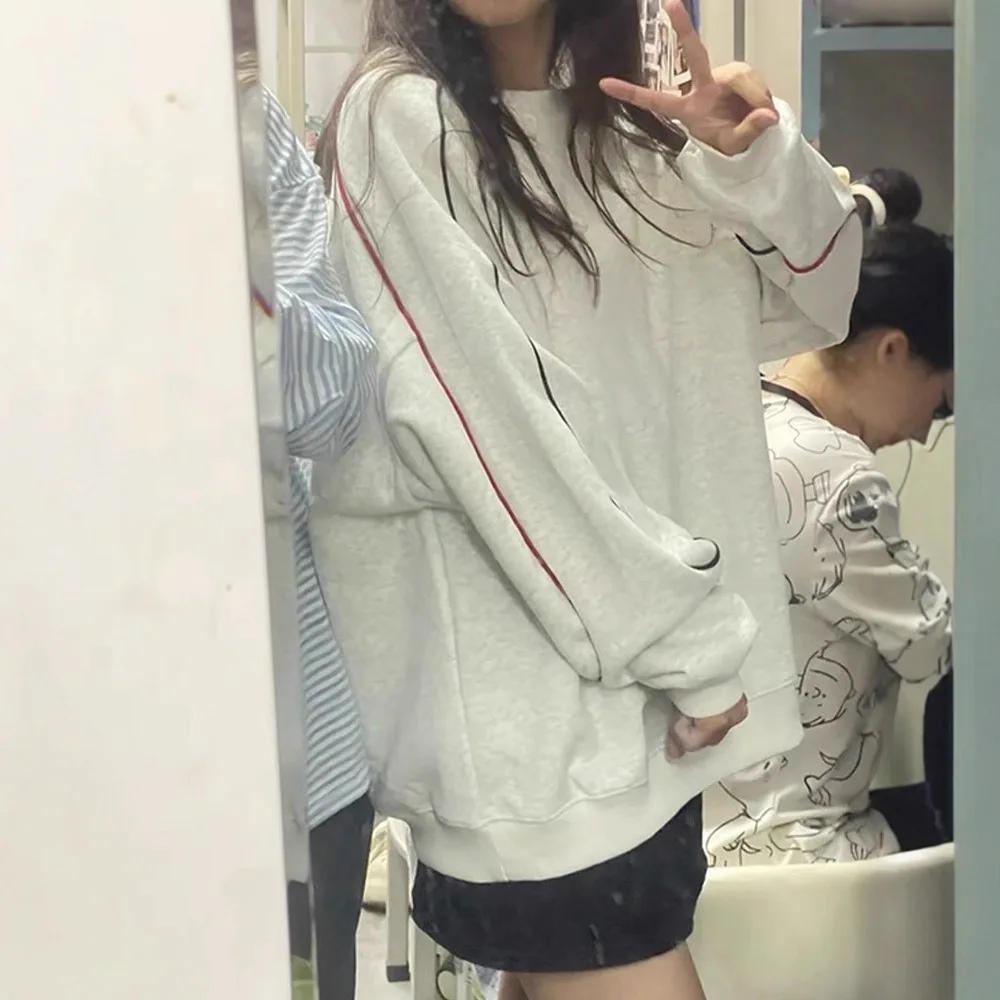 2025 New Early Autumn Collegiate Style Casual Outdoor Crew Neck Sweatshirt Small Color-Blocking Temperament