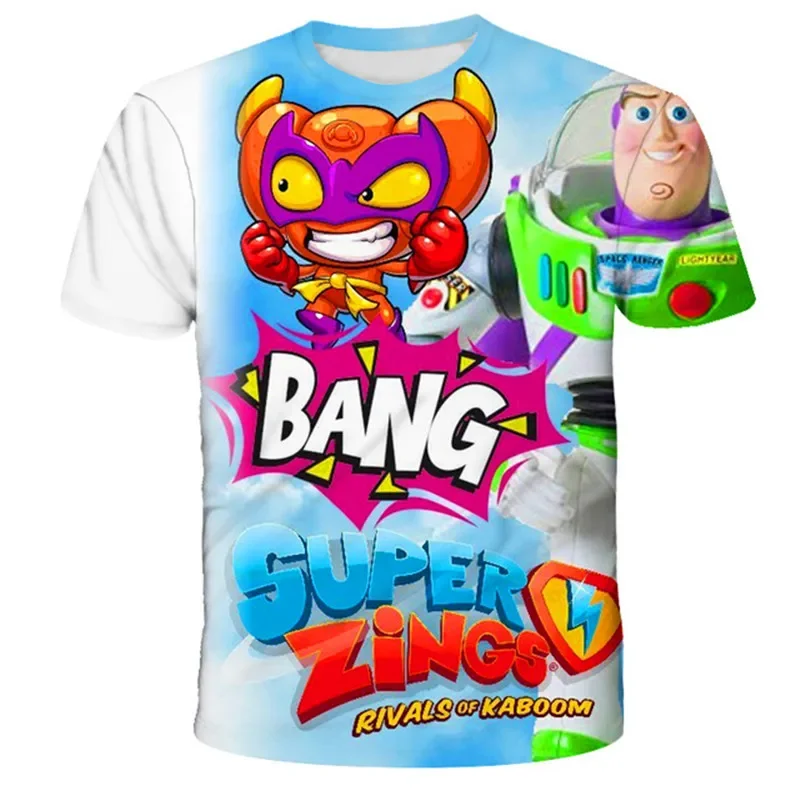 Boys Girls Super Zings Print Tees Tops Costumes New Summer 2023 Children\'s T-shirts Clothing Kids Cartoon Casual O-Neck T Shirts