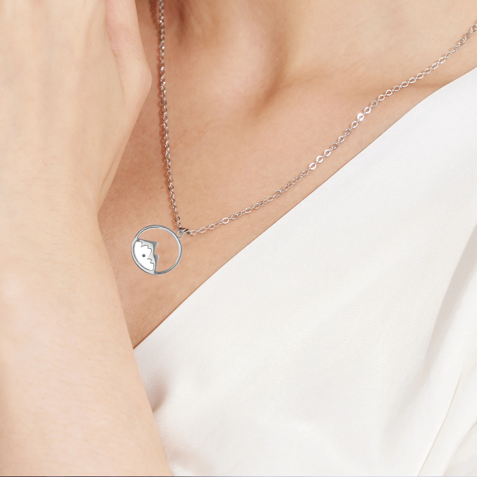 

Necklace Mustard Seed Pendant Miss Necklaces Women Stainless Steel with Mountains