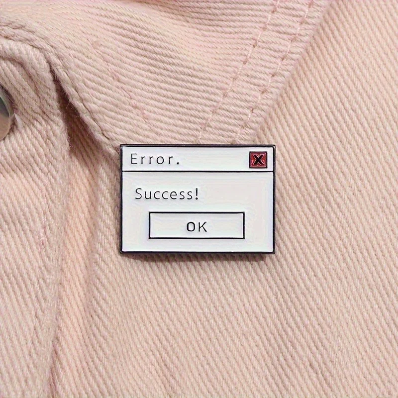2pcs Minimalist Style Funny Computer Error Message Enamel Pin, 