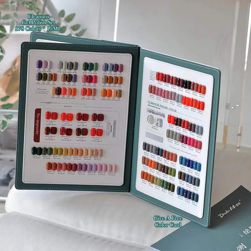 

178 Pcs Nail Gel Polish Kit Mixed Colors Cat Eye Glitter Solid UV Gel Varnish With Palette Book Manicure Set For Nail Art