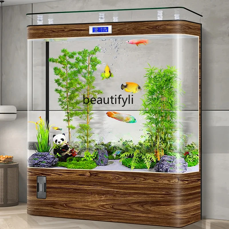 Fish Tank Living Room Wall Integrated Molding Large Ecological Replacement-Free Aquarium Intelligent Floor Fish Globe