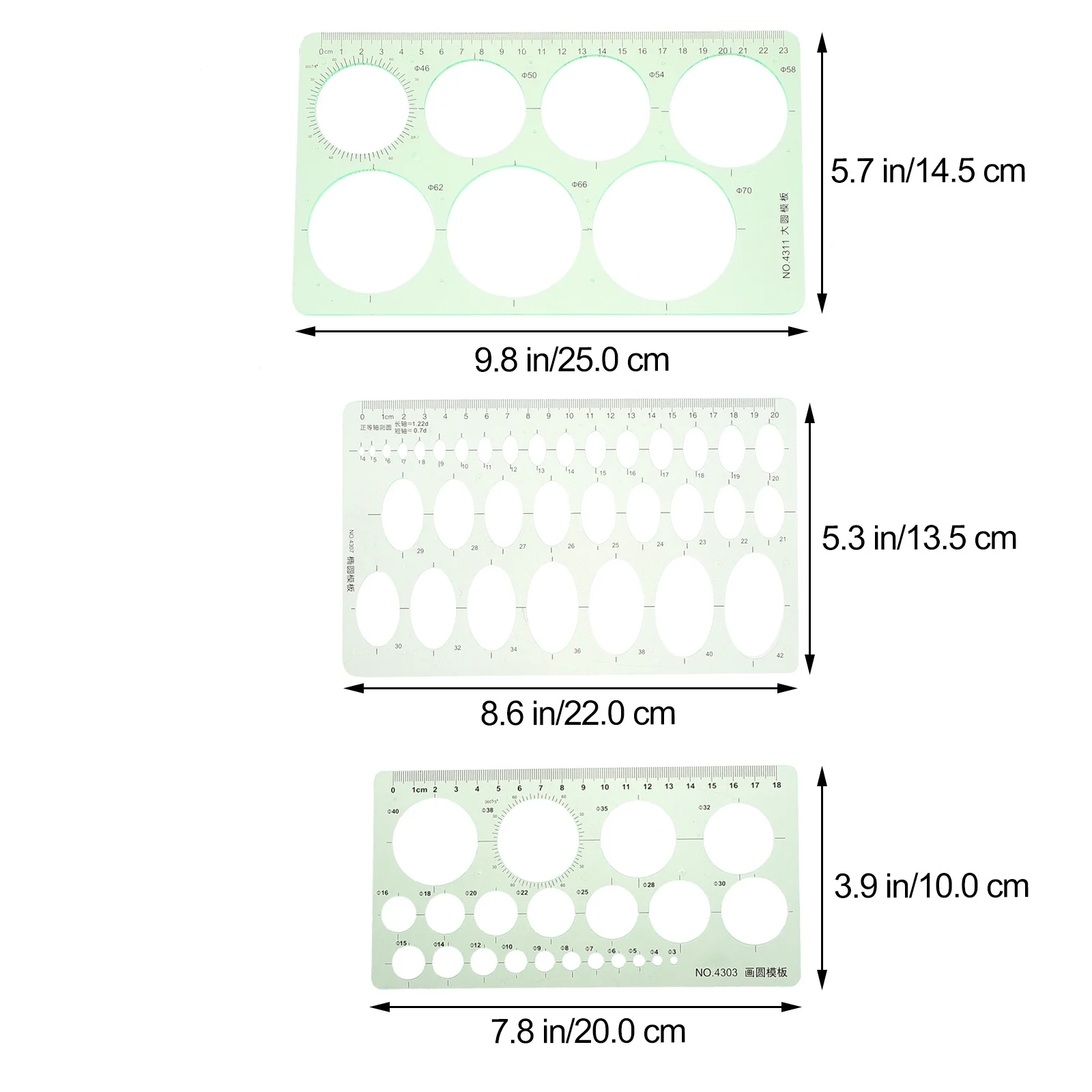3Pcs Students Drawing Templates Multi-Functional Plastic Rulers for Architecture Engineering Drafting Technical Drawing Supplies