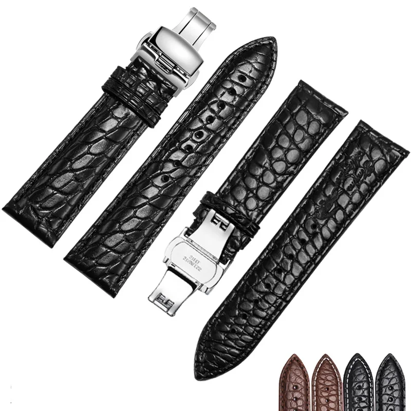 Quality Double-Sided Crocodile Skin Watchband Men's Universal Interface Waterproof Genuine Leather strap16171819 20 22 23 24mm