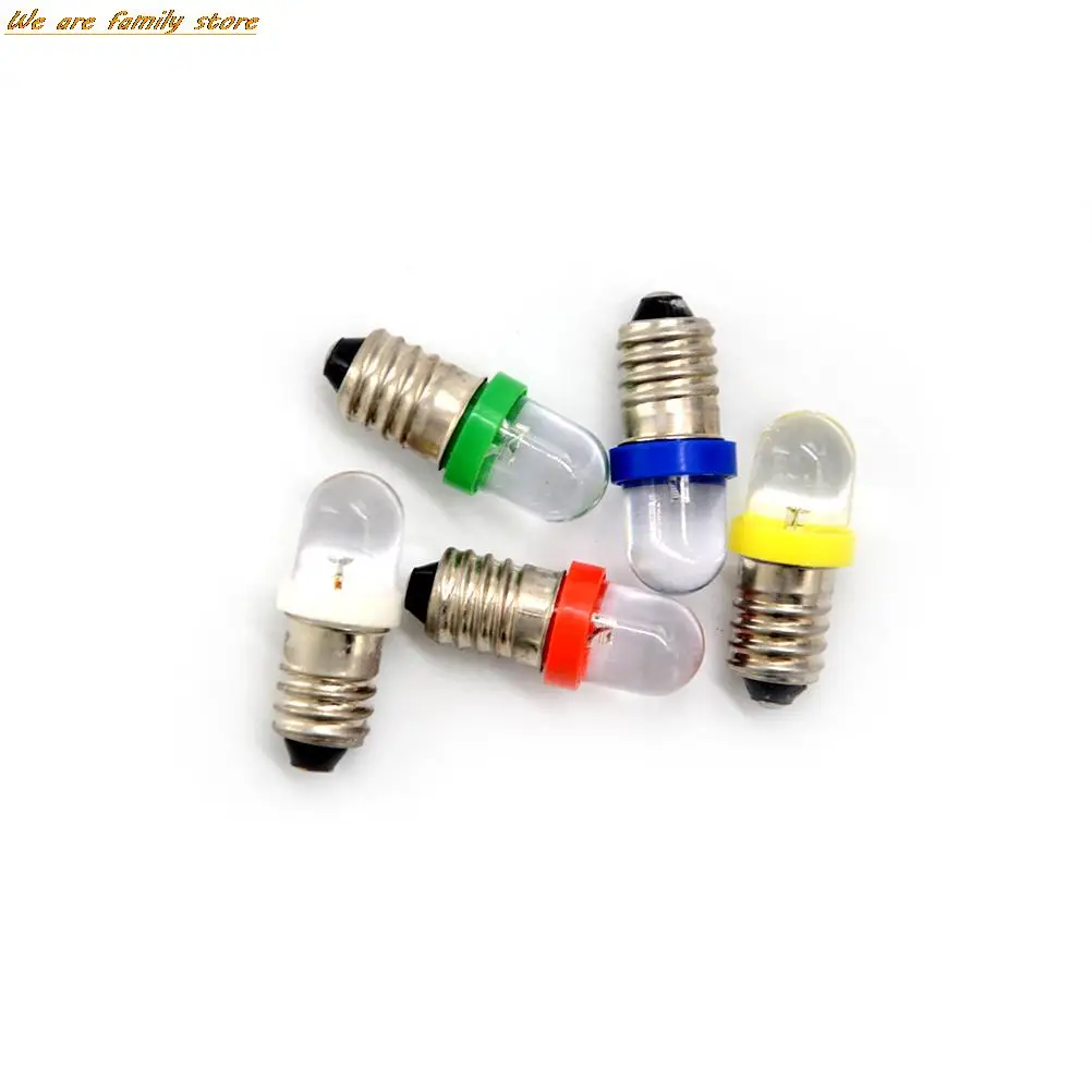 5 قطعة انخفاض استهلاك الطاقة E10 LED برغي قاعدة مؤشر لمبة الباردة الأبيض 6 فولت/12 فولت/24 فولت تيار مستمر ضوء لمبة بالجملة
