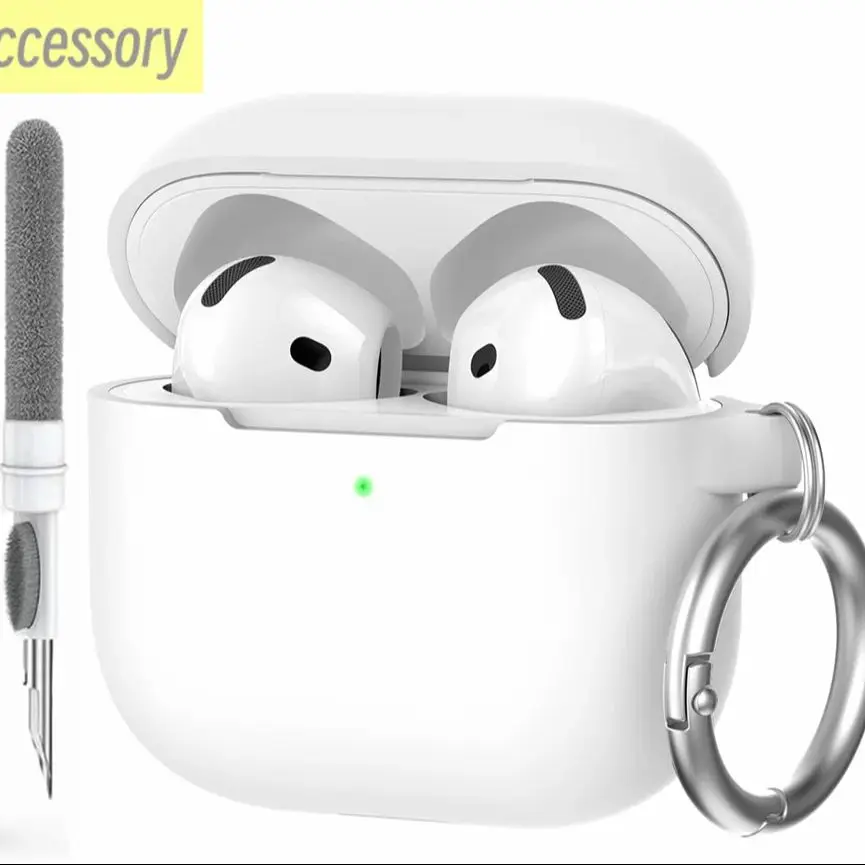 【3 en 1】Nuevo para Airpods 4ta generación funda de silicona suave para auriculares funda de silicona líquida de color sólido para auriculares Apple Air Pods 4