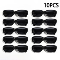 10PCS Vintage Black Square Sunglasses Woman Luxury Brand Small Rectangle Sun Glasses Female Gradient Clear Mirror Oculos De Sol