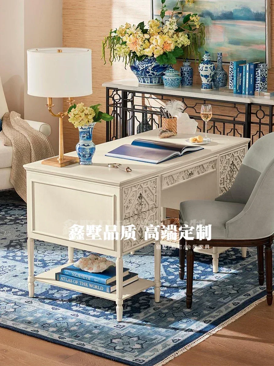 مكتب ريترو لغرفة المعيشة، مكتب كتابة منزلي، مكتب كمبيوتر أمريكي من الخشب الصلب ذو مظهر جيد #4