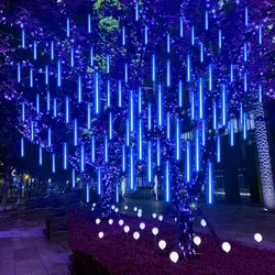 Cortina de luzes para decoração de casamento, luzes led com 8 tubos, árvore de natal, land, jardim de fadas, para feriados e holiday