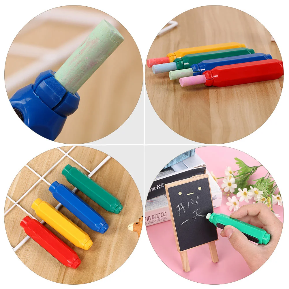 8 Pcs Chalk Holder for Teachers Extender Pen Case Teaching Chalks Portable Railroad Plastic Creative Clip