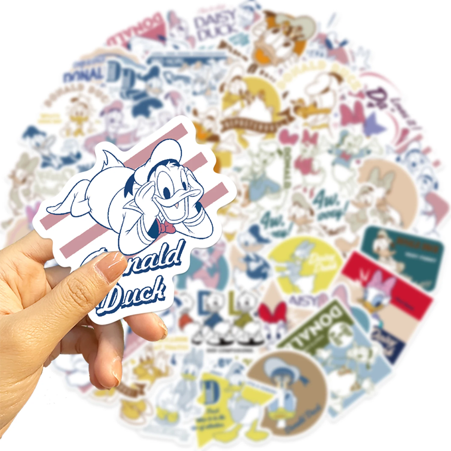 50pcs Disney Cute Cartoon Donald Duck Stickers For Kids Gifts Toys Laptop Phone Scrapbook Diary Luggage Stationery Sticker