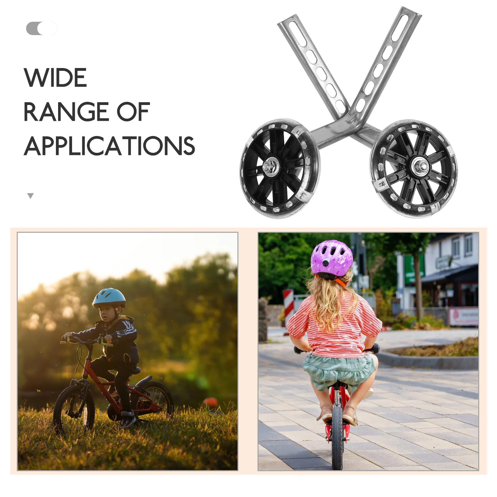 

LED Light Up Training Child Bike Mute Auxiliary Aluminum Alloy Black Kids Stabilizers Wear Resistant Professional
