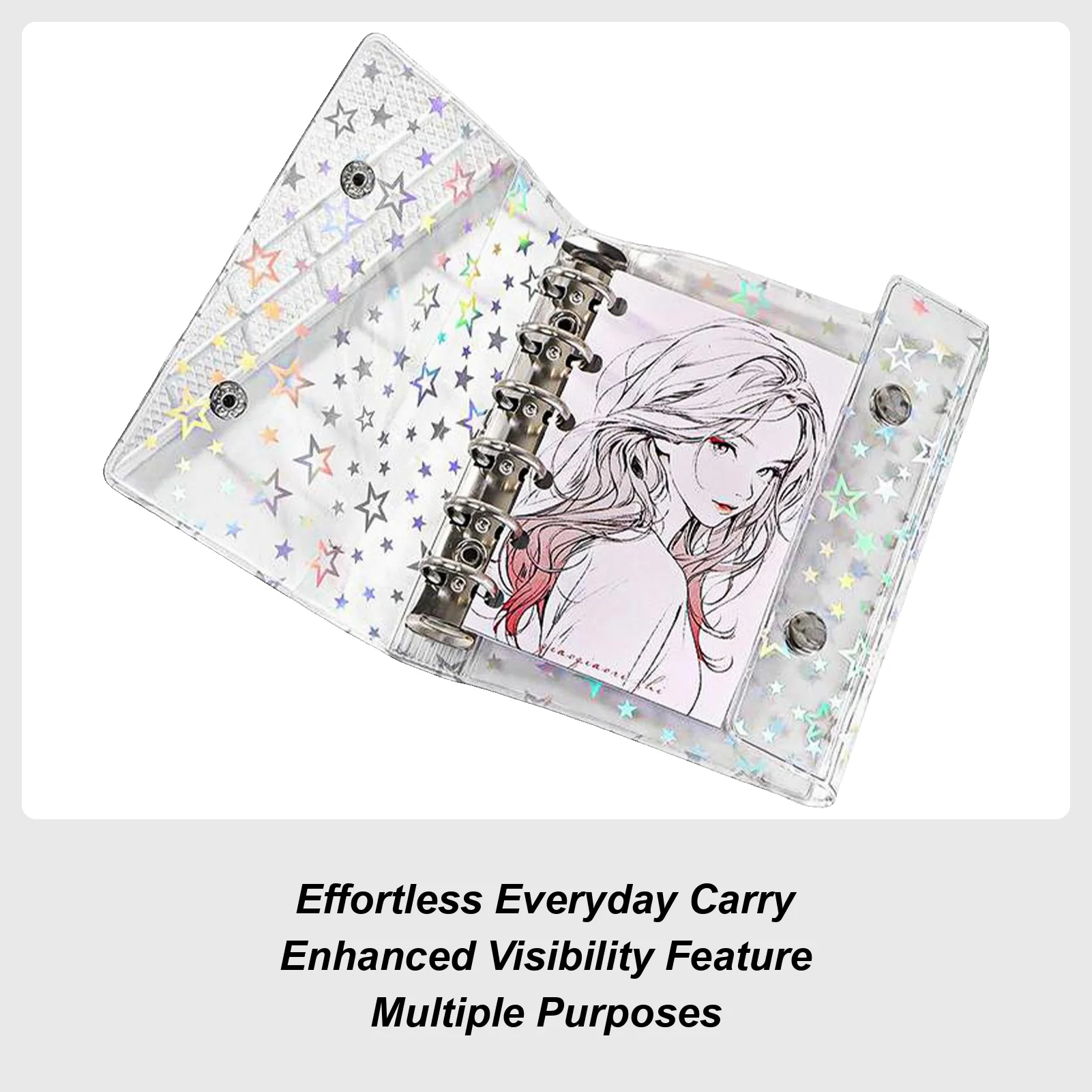 

Binder Sheet Protectors PVC Clear Sealing Sticker Organizer Binder Cover With Star Pattern Personal Organizers Sleeves For Youth