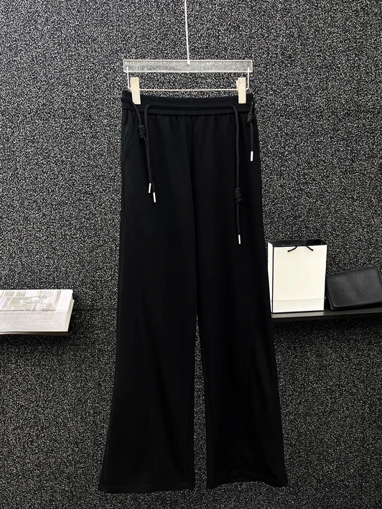 2025 Spring Summer New Casual Pants Handsome High-end Sweatpants Men's Loose Drawstring Versatile Trendy Sports Straight Pants