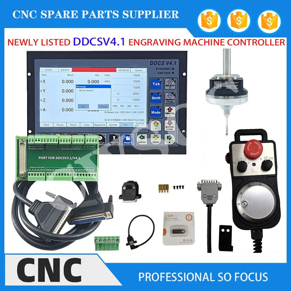 

CNC Kit DDCSV4.1 3 Axis 4 Axis Offline Engraving Machine Motion Controller Probe Edge Finder V5 Anti-Roll 3D Center Rod MPG