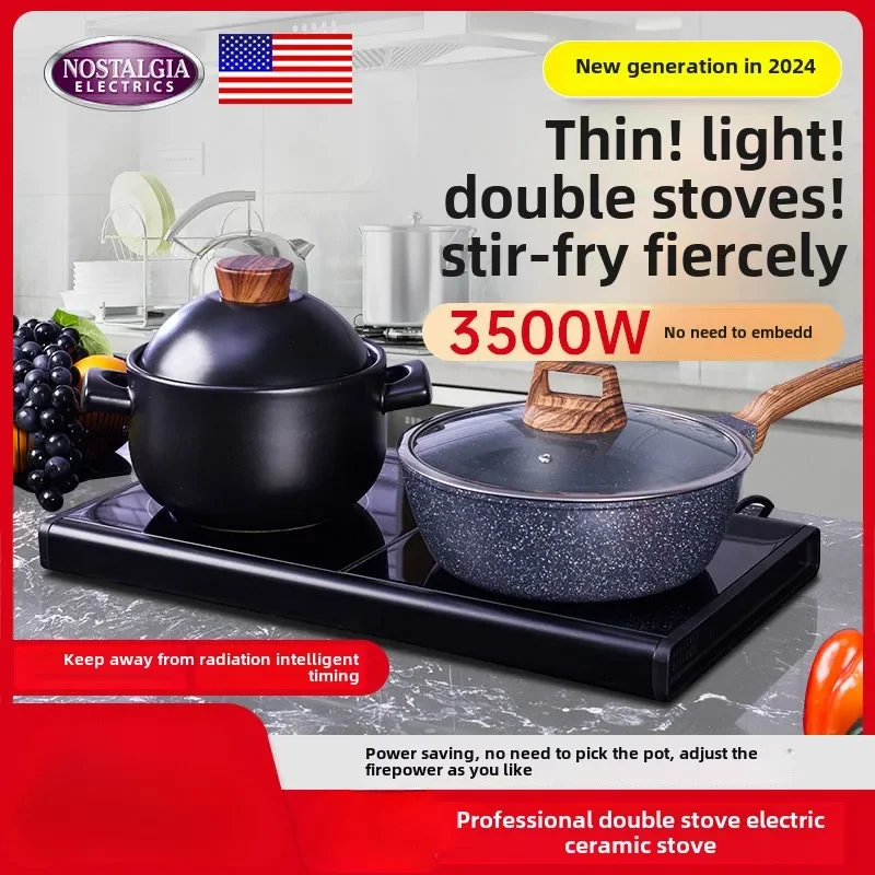 

Household double stove electric ceramic furnace ultra-thin 3500w high power multi-function timing induction cooker