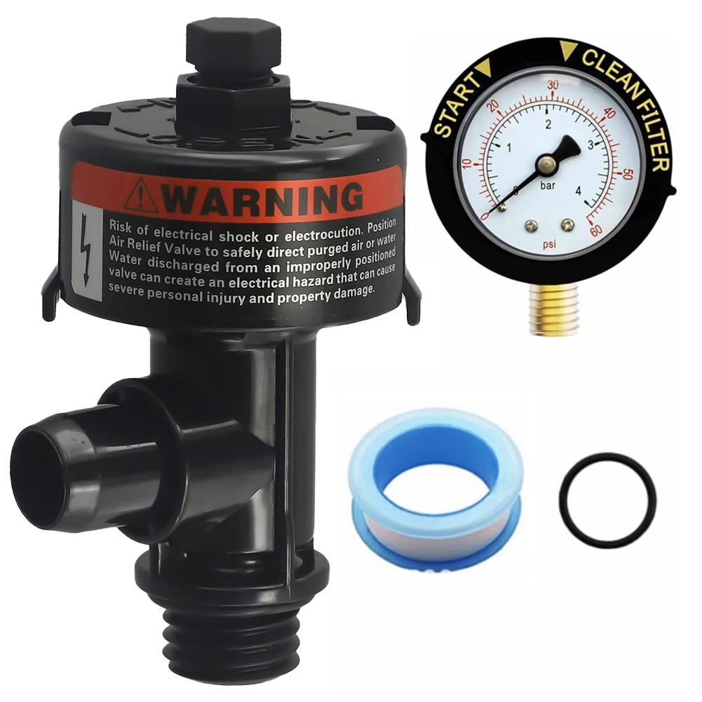 98209800 Pool Filter Pressure Gauge Set with Rubber O Ring and Plastic Sealing Tape for Standard Installations
