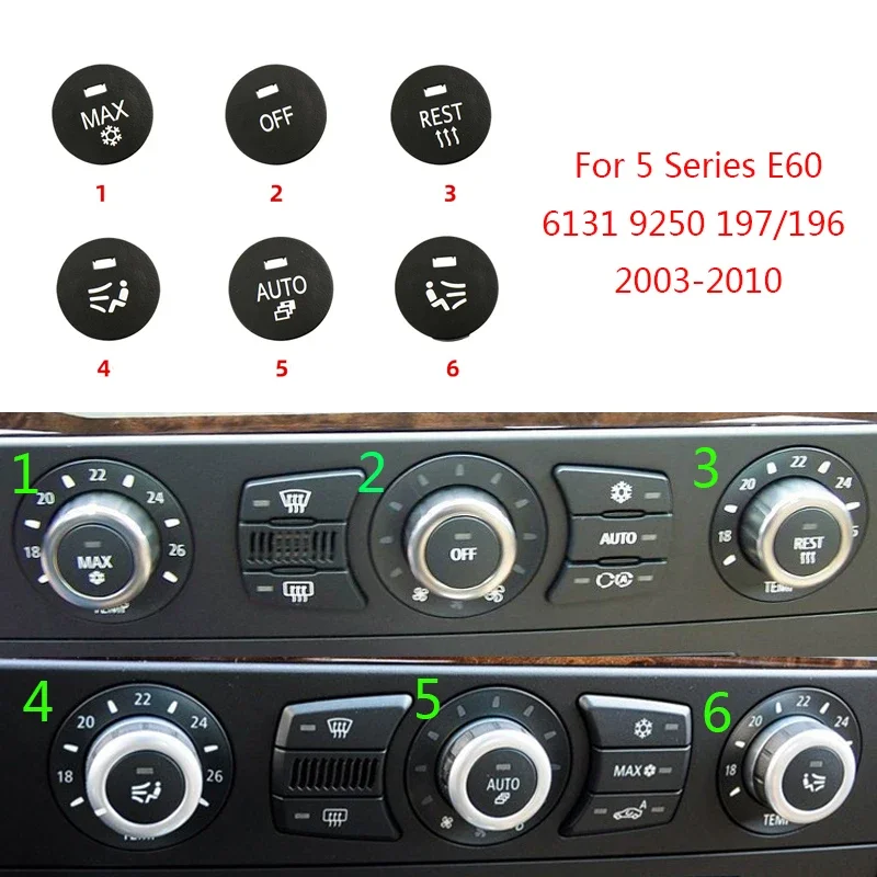 

Car Interior Center Console Air Conditioning Panel Switch Button Knob Decorative Cover Fit For BMW 5 Series E60 E61 2008-2010