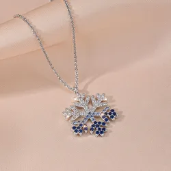 HI MAN Gradient Blue-purple Zircon Snowflake Pendant Necklace New Trendy Popular Jewelry Premium Fashion Accessory Gifts
