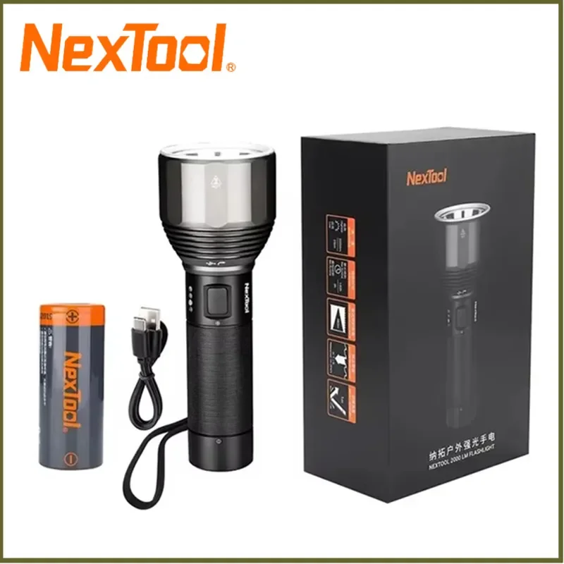 NexTool Outdoor Led Flashlight Rechargeable 5000mAh 2000lm Ultra Bright 380m IPX7 Waterproof Strong Light EDC Torch Lamp