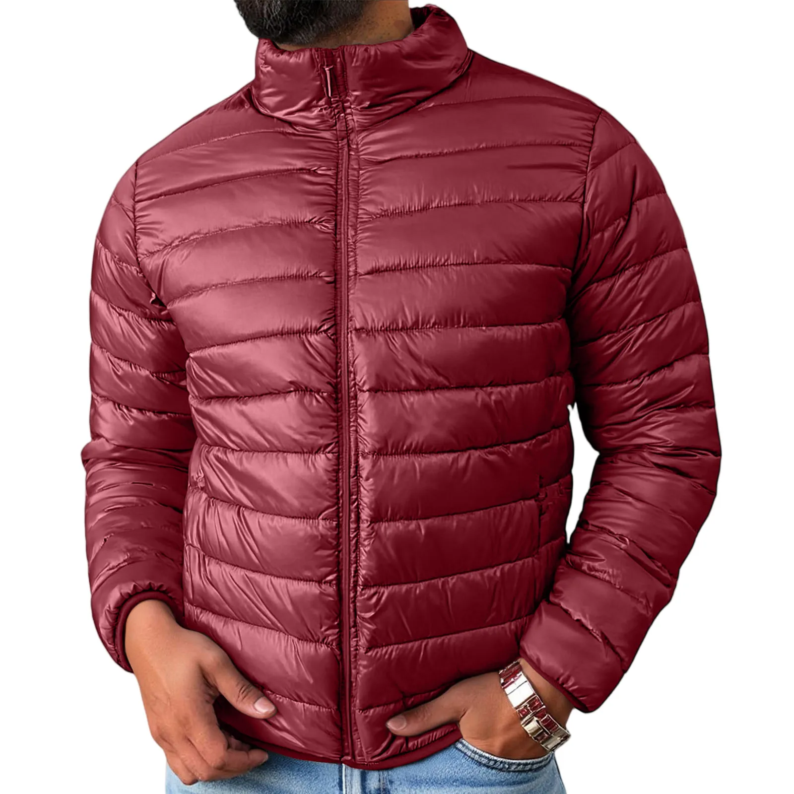 

Premium Lightweight New Hooded Thin Fleece-lined Cotton-padded Coat Men's Wear Plush Cropped Sleeve Outer Wear Warm Jacket