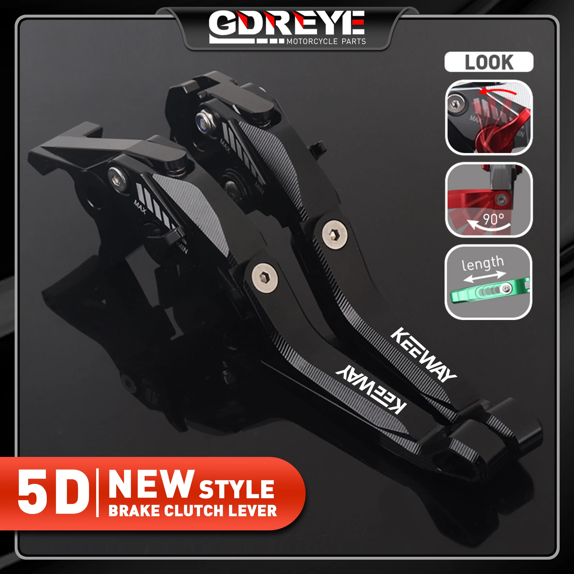 

GDREYE CNC 5D Aluminum Brake Clutch Levers For Keeway V302C 302C Keeway V 302 Motorcycle Accessories Handlebar Lever Logo Keeway