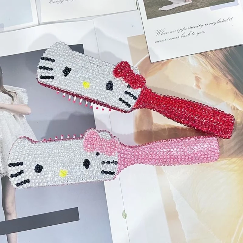 

Small Portable Makeup and Comb Hello Kitty Princess Handheld Full Diamond Comb with To Give Your Girlfriend Christmas Gift