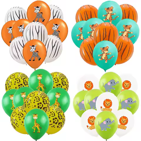 Jungle Safari Latex Balloon Tiger Lion Elephant Zebra Giraffe Animal Print Balloon Jungle Safari Birthday Party Baby ShowerDecor